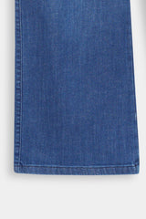 Women Mid Blue Wide Leg Six Pocket Pant