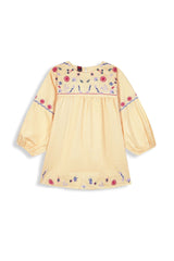 Peach Embroidered Khaddar Top for Girls | Winter Floral Tunic