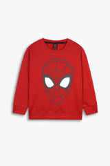 Boys Red Fleece Spider Man-Sweat Shirt