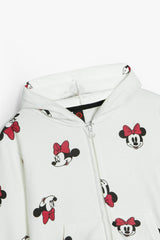 Minnie Mouse Print 100% Cotton Terry Hoodie – Kids Zip-Up Hoodie