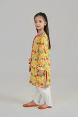 Yellow White 2 Pcs Digital Print Lawn