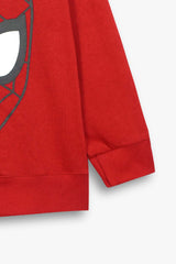 Boys Red Fleece Spider Man-Sweat Shirt