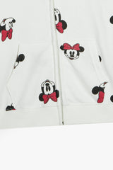 Minnie Mouse Print 100% Cotton Terry Hoodie – Kids Zip-Up Hoodie