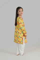 Yellow White 2 Pcs Digital Print Lawn