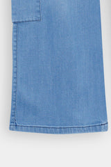 Women Light Blue Wide Leg Eight Pocket Pant