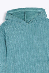 Kids Velour Tracksuit – Teal Ribbed Set