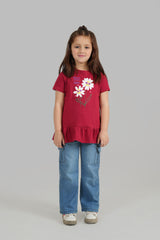 Girls Red Flower Top