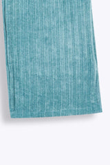 Kids Velour Tracksuit – Teal Ribbed Set