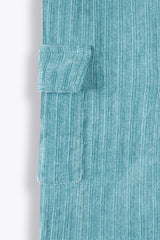 Kids Velour Tracksuit – Teal Ribbed Set
