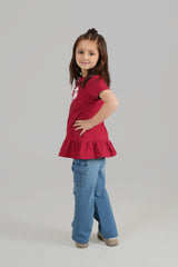 Girls Red Flower Top