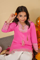 Girls Embroidered 3-Piece Suit – Tilla & Multihead Work with Motif Trouser