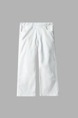 Girls Wide Leg White Velvet Trouser