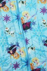 Frozen Kids Puffer Jacket | Winter Hooded Coat with Elsa, Anna & Olaf Print