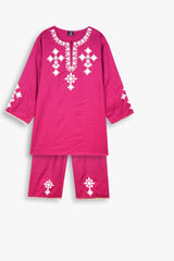 Girls Embroidered 3-Piece checked Suit – Winter Cotton