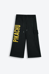 Pikachu Fleece Tracksuit – Yellow Hoodie & Black Wide Leg Pants