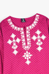 Girls Embroidered 3-Piece checked Suit – Winter Cotton