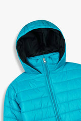 Kids Turquoise Puffer Jacket | Lightweight Hooded Winter Coat | Warm & Cozy Outerwear