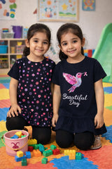 Girls Black Humming Bird Top