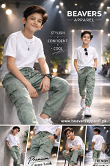 Boys Jogger Cotton 6 Pocket  Cargo Trouser  Olive Color