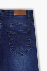 Girls Dark  Blue Flare Yellow Flower Embroidered Pant