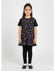 Girls Black Small Flower Top