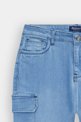 Women Light Blue Wide Leg Six Pocket Pant