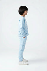 Sky Blue Tie-Dye Terry Tracksuit | 100% Cotton | Cozy Winter Outfit for Kids
