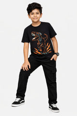 Boys Black Dinosaur Tee