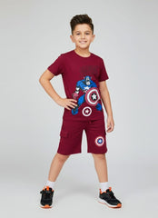 Boys Captain America Set of Short & Tee