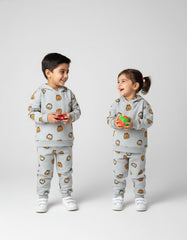 Kids Garfield-style character motifs Allover Print Hoodie & Jogger Set – 100% Cotton Fleece