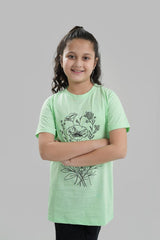 Girls Light Green Flower Tee