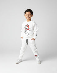 Super Mario Kids Tracksuit – White | 100% Cotton Terry