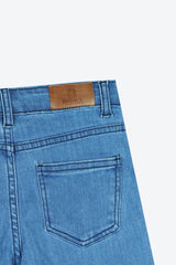 Girls Blue Wide Leg Rainbow Embroidered Pant