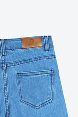 Girls Blue Wide Leg Butterfly Embroidered Pant