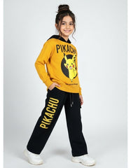 Pikachu Fleece Tracksuit – Yellow Hoodie & Black Wide Leg Pants