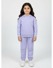 Kids Quilted Lilac Tracksuit | 2-Piece Hoodie & Jogger Set | Winter Cotton Outfit