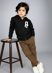 Snoopy Kids Zip-Up Hoodie – Black | 100% Cotton Fleece