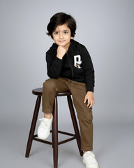 Snoopy Kids Zip-Up Hoodie – Black | 100% Cotton Fleece