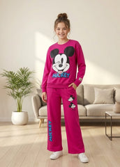 Mickey Mouse Cotton Interlock Set – Sweatshirt & Wide Leg Trouser