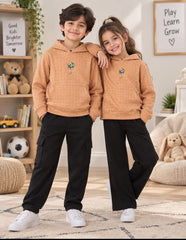 Unisex Kids Quilted Hoodie – Brown
