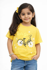 Girls 11-14 Years Yellow Flower Tee