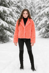 Coral Pink Double-Sided Fur Jacket | Ultra Soft Winter Wear