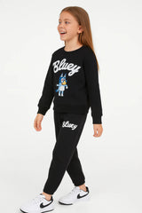 Kids “Bluey” Fleece Tracksuit – Black