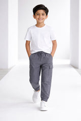 Boys Jogger Cotton 6 Pocket  Cargo Trouser  Gray Color