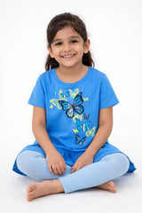 Girls Light Blue Butterfly Top