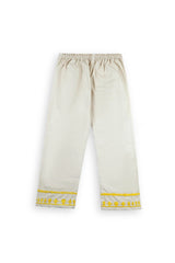 Girls Eastern Cotton Suit – Off-White with Yellow Embroidery