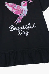 Girls Black Humming Bird Top